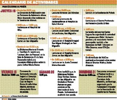 Versos y rimas, en agenda