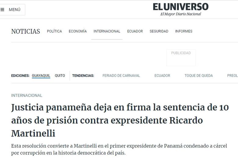 Así titularon los medios internacionales la condena de Ricardo Martinelli