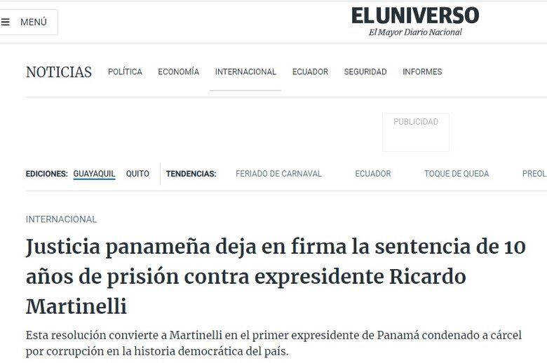 Así titularon los medios internacionales la condena de Ricardo Martinelli