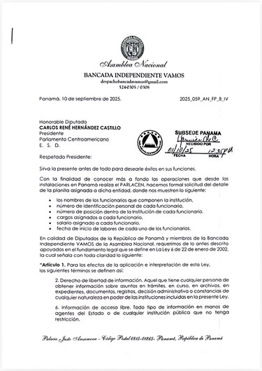Vamos pone al Parlacen en la mira: denuncian opacidad y gasto de más de $1 millón al año