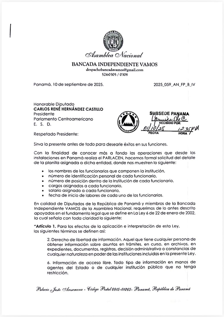 Vamos pone al Parlacen en la mira: denuncian opacidad y gasto de más de $1 millón al año