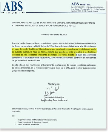 Bonohabientes de R.G. Hotels avalan venta directa