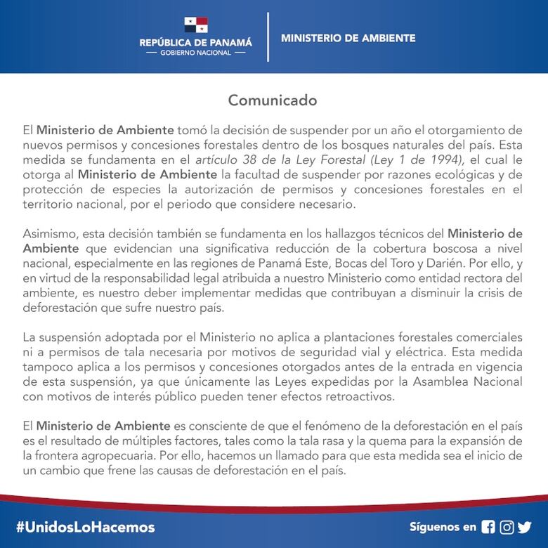 Miambiente confirma que no dará nuevos permisos para tala por un año