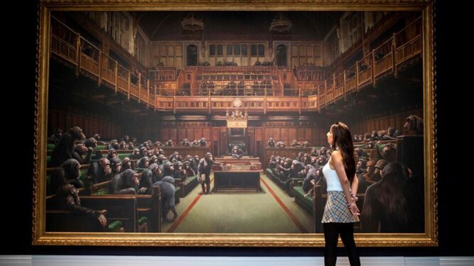Obra de Banksy de un parlamento británico poblado de monos es subastada en Sotheby’s