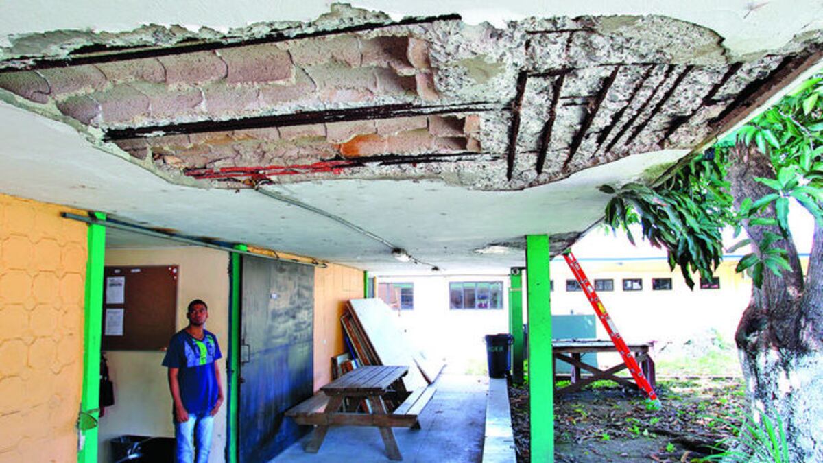 La losa de los corredores de la sede principal ubicada en Tocumen ha cedido y se está cayendo por pedazos, por lo que en algunos puntos se han colocado apuntalamientos p