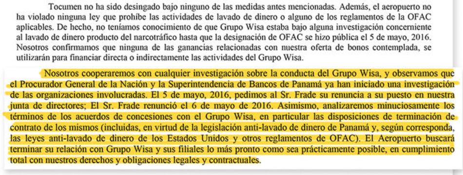 Tocumen, S.A. acabaría su relación con Wisa