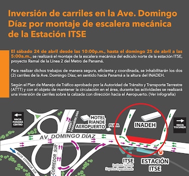 Habrá una inversión de carriles en la avenida Domingo Díaz por montaje de escalera mecánica