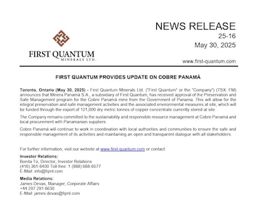 Concentrado de cobre financiará preservación ambiental de mina en Donoso