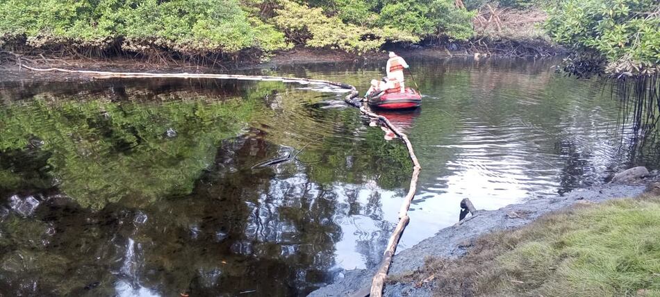 Un derrame de hidrocarburo contamina parte de un estero en Ecuador