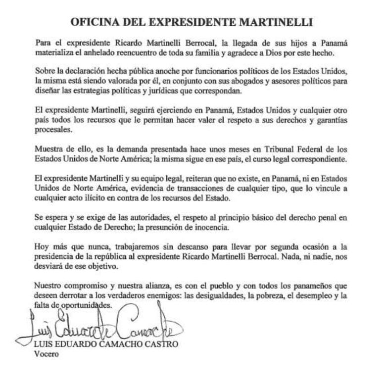 Libertad Ciudadana sobre decisión de Estados Unidos contra Martinelli: ‘se necesita una lucha vigorosa contra la corrupción’