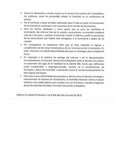 La Asamblea insiste en que colabora con los auditores, pero acusa al contralor de abuso de autoridad
