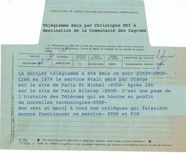 El telégrafo termina todas sus funciones en Francia