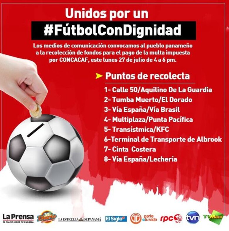 Medios de comunicación de Panamá harán colecta para apoyar a la Selección