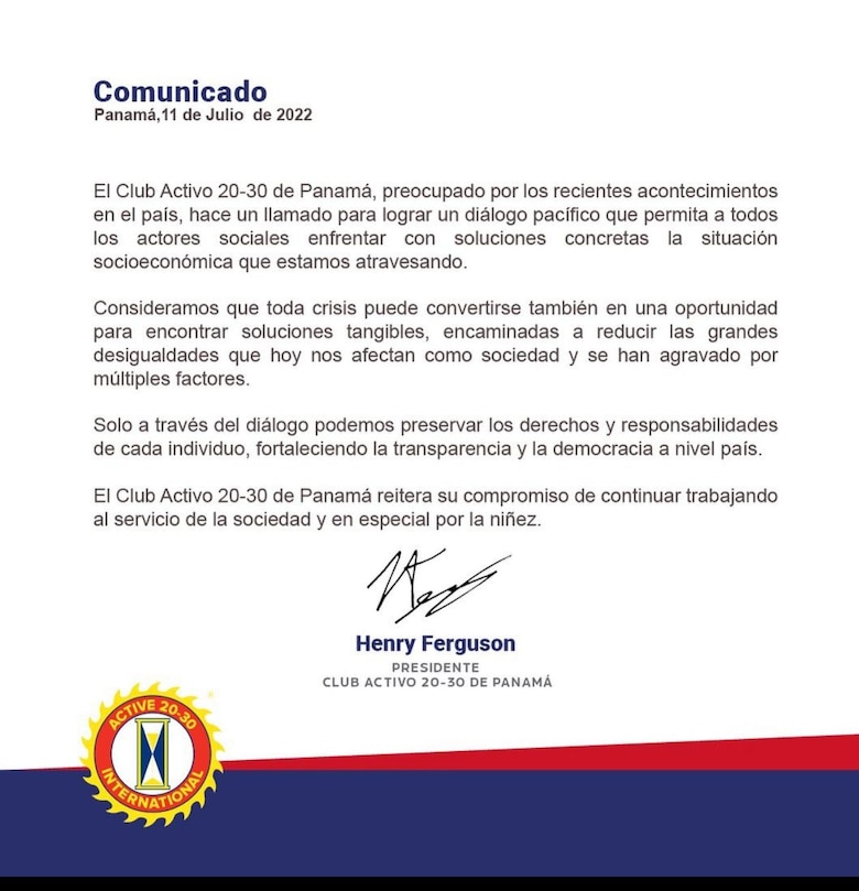 Clubes cívicos abogan por un diálogo franco que permita salir de la crisis socioeconómica que vive el país