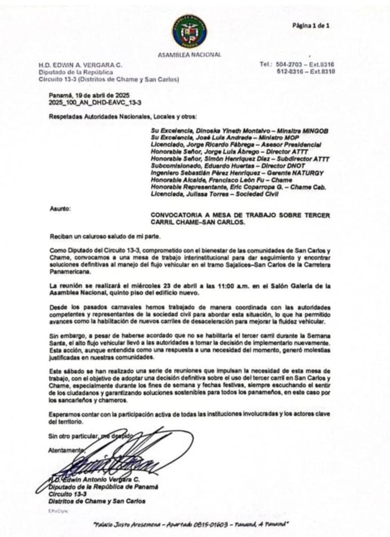 Controversia por el tercer carril en Chame y San Carlos: comunidades exigen solución definitiva