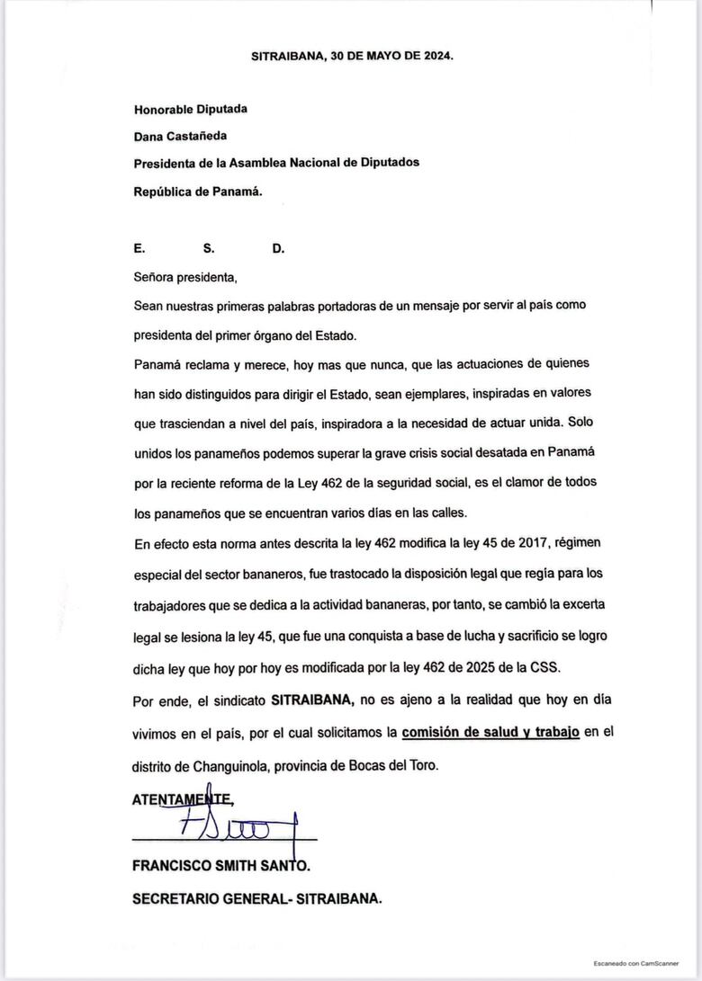 Sindicato bananero pide presencia de una comisión de la Asamblea en Bocas del Toro