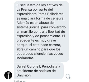 Repudio a nivel internacional por secuestro de Pérez Balladares a ‘La Prensa’