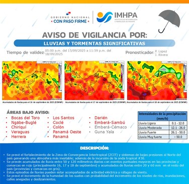 Extienden aviso de vigilancia en el país por lluvias hasta el jueves