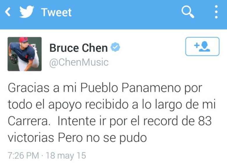 El lanzador panameño Bruce Chen se despide