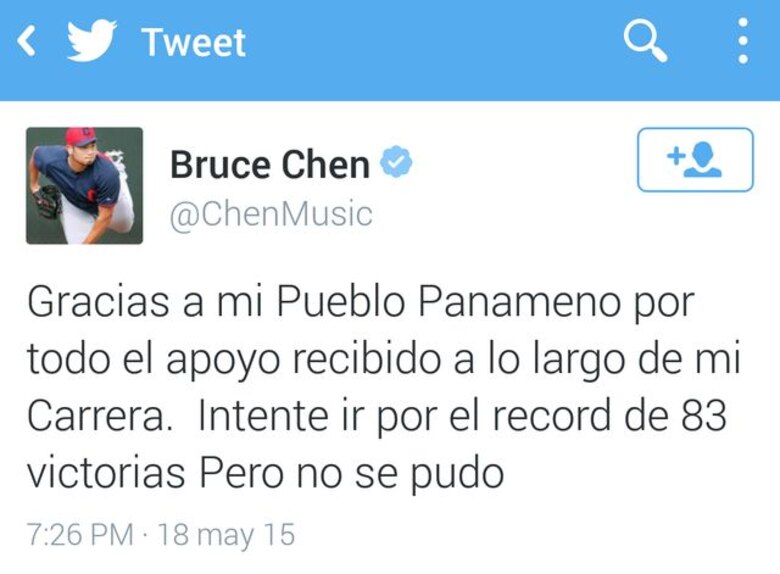 El lanzador panameño Bruce Chen se despide