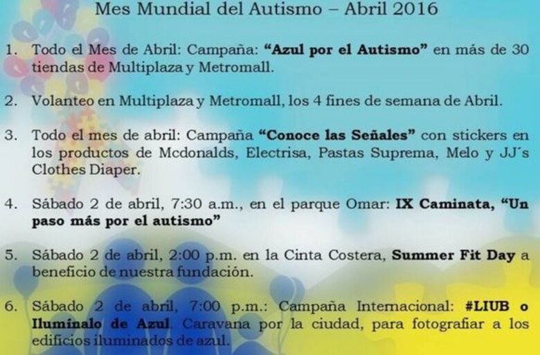 Caminata por el día mundial de concienciación sobre el autismo