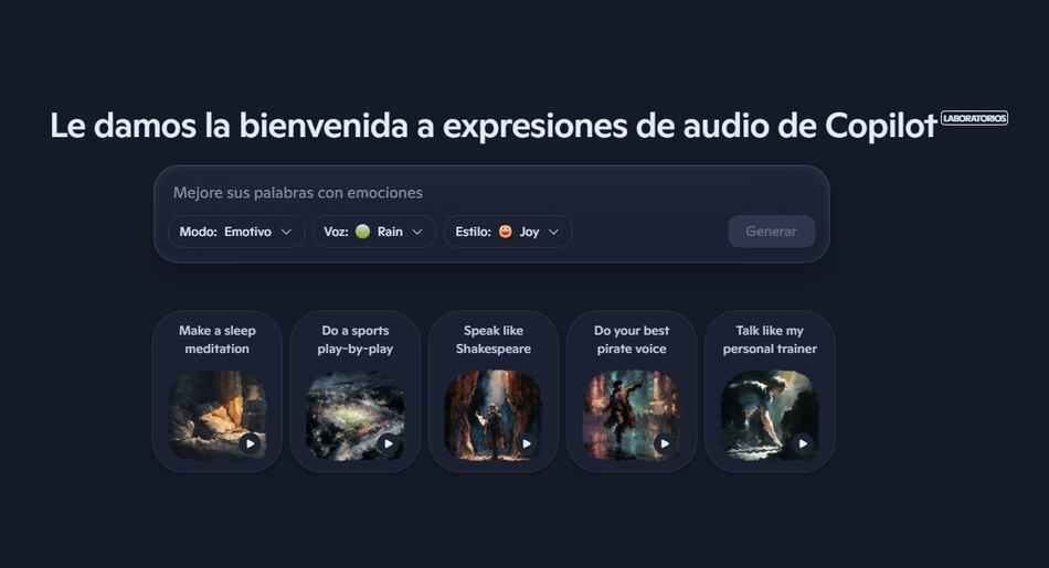Copilot incorpora un modo Guion para la generación de audio