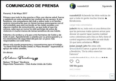 El Russo Barahona afirma que no tiene problemas con nadie