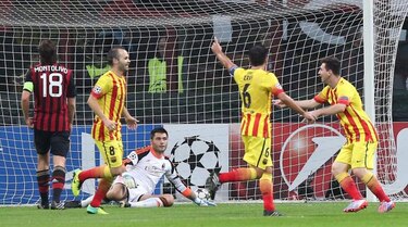 Milan y Barcelona empatan 1-1 en un duelo gris