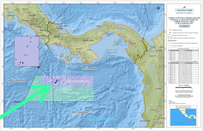 Detectan 16 naves pesqueras ilegales en área protegida Cordillera de Coiba