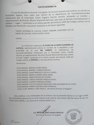 Caso New Business: niegan la advertencia de inconstitucionalidad presentada por Martinelli