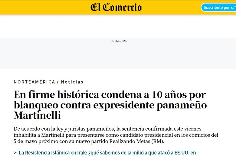 Así titularon los medios internacionales la condena de Ricardo Martinelli