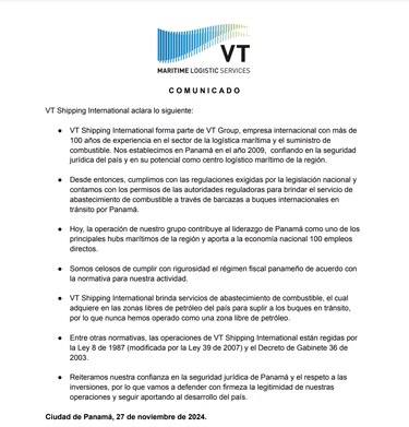‘Nunca hemos operado como zona libre de petróleo’, dice VT Shipping, pero no explica por qué recibió exoneraciones