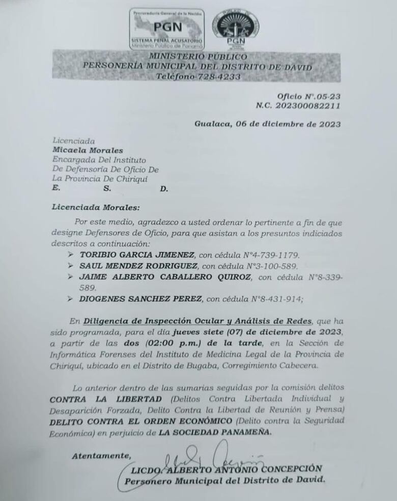 Adelantan proceso contra Saúl Méndez, Toribio García, Diógenes Sánchez y Jaime Caballero