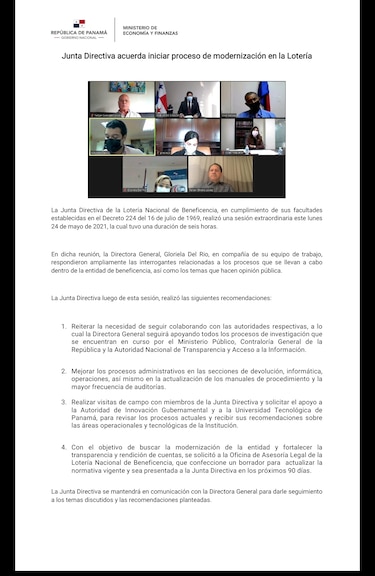 Junta directiva insta a mejorar los procesos dentro de la Lotería; Cortizo espera informe del MP y Contraloría para tomar una decisión