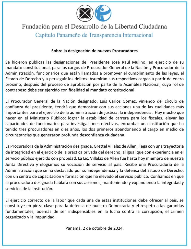 Procurador designado debe ‘demostrar la cualidad más importante: independencia’, TI