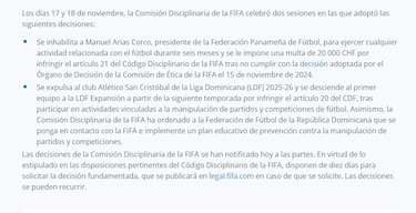 Manuel Arias, de la Federación Panameña de Fútbol, recibe nueva inhabilitación de seis meses de la FIFA