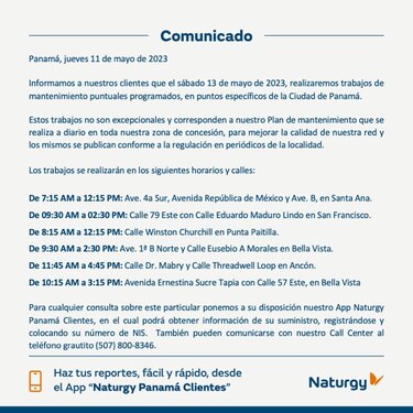 Estos son los sectores afectados por la interrupción del servicio de energía para este sábado en la capital