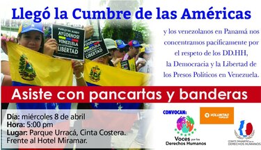 Venezolanos anuncian protestas y concentraciones en Panamá durante Cumbre de las Américas