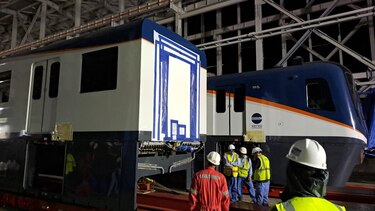 Dos vagones del primer tren de la línea 3 ya fueron trasladados a Ciudad del Futuro, en Arraiján