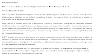 Fondo de Ahorro de Panamá: emergencia por terremoto no alcanza el umbral para usar sus recursos