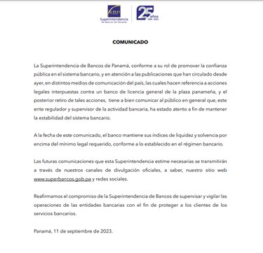 El Estado panameño retira la demanda civil contra el Credicorp Bank
