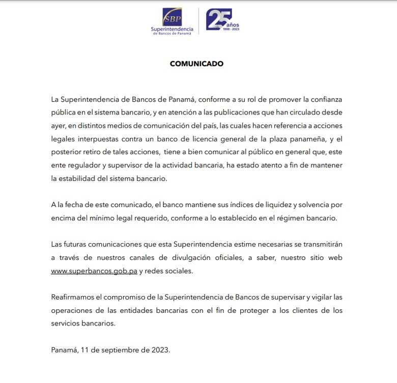 El Estado panameño retira la demanda civil contra el Credicorp Bank