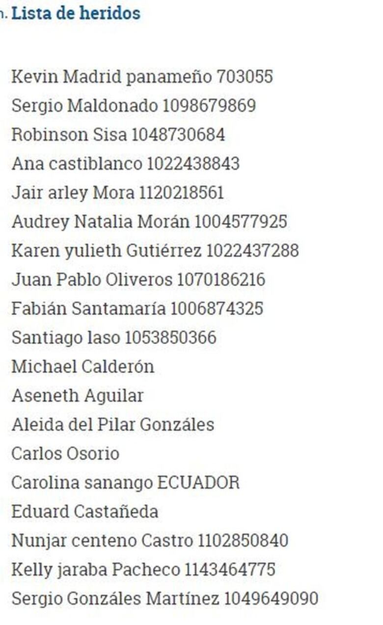 Tres panameños resultaron heridos en atentado en Bogotá