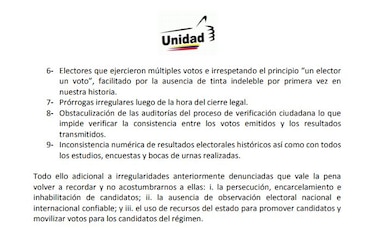 La MUD denuncia irregularidades en elección de gobernadores y convoca a luchar por un nuevo sistema electoral