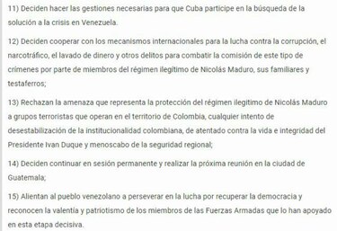 Grupo de Lima pide a militares y a tribunal de justicia retirar apoyo al régimen de Maduro