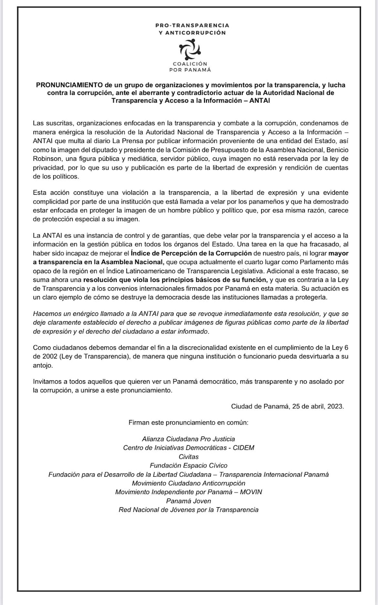 Gremios periodísticos reciben la multa de la Antai a La Prensa ‘con suma preocupación’