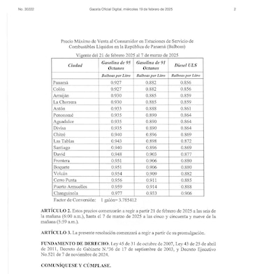 Estos son los precios de los combustibles a una semana del Carnaval