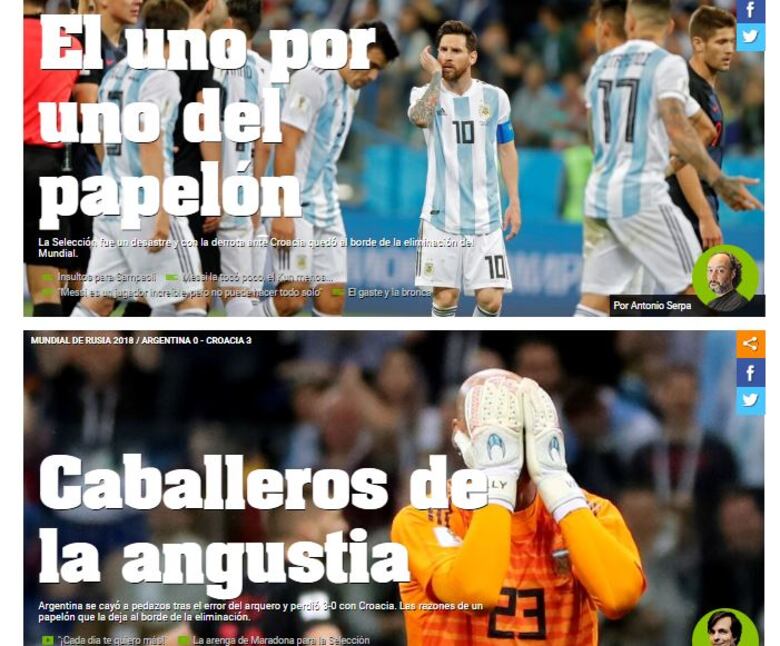 Argentina, entre 'la vergüenza y el papelón' de la selección de Messi