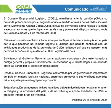 ‘Lo último que necesita Colón es una huelga’: Laurentino Cortizo