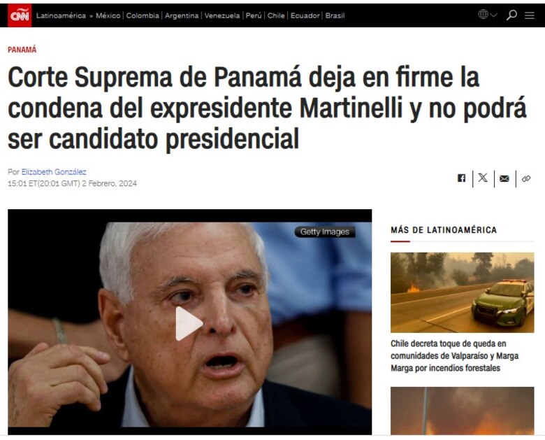 Así titularon los medios internacionales la condena de Ricardo Martinelli